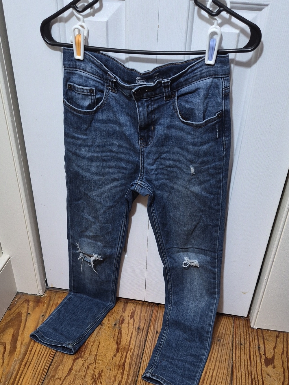 Girls Distressed Blue Denim Jeans